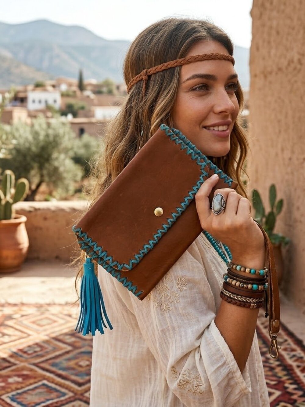 Brown Leather Women's Clutch